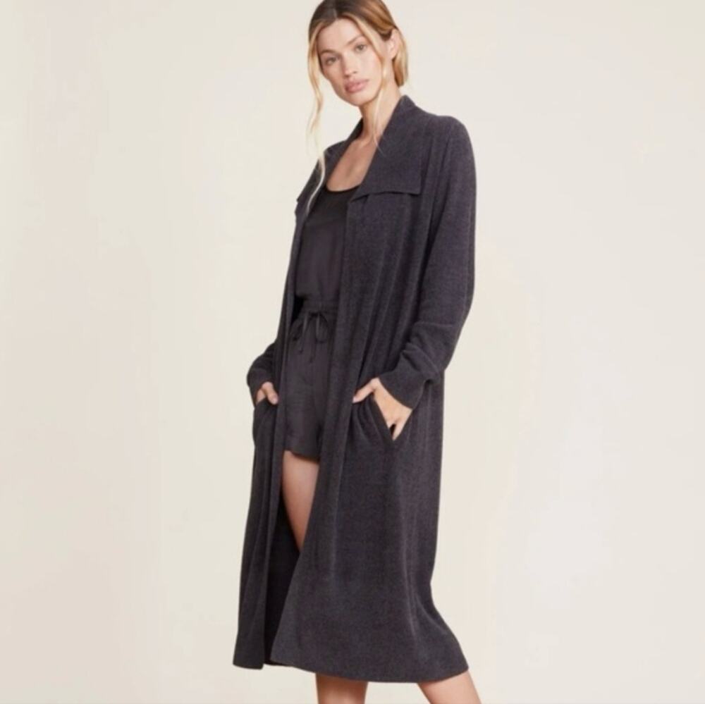 Barefoot Dreams Ultra Lite Long Cardigan Duster Shawl Collar Carbon Gray (S) NWT